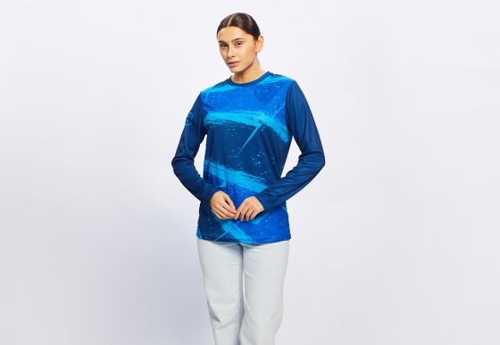 НФ-00042551-Лонгслив женский, прямого силуэта, горловина круглая, рукав длинный, втачной, 44(S)w. Ложная сетка 135 гр.кв.м.